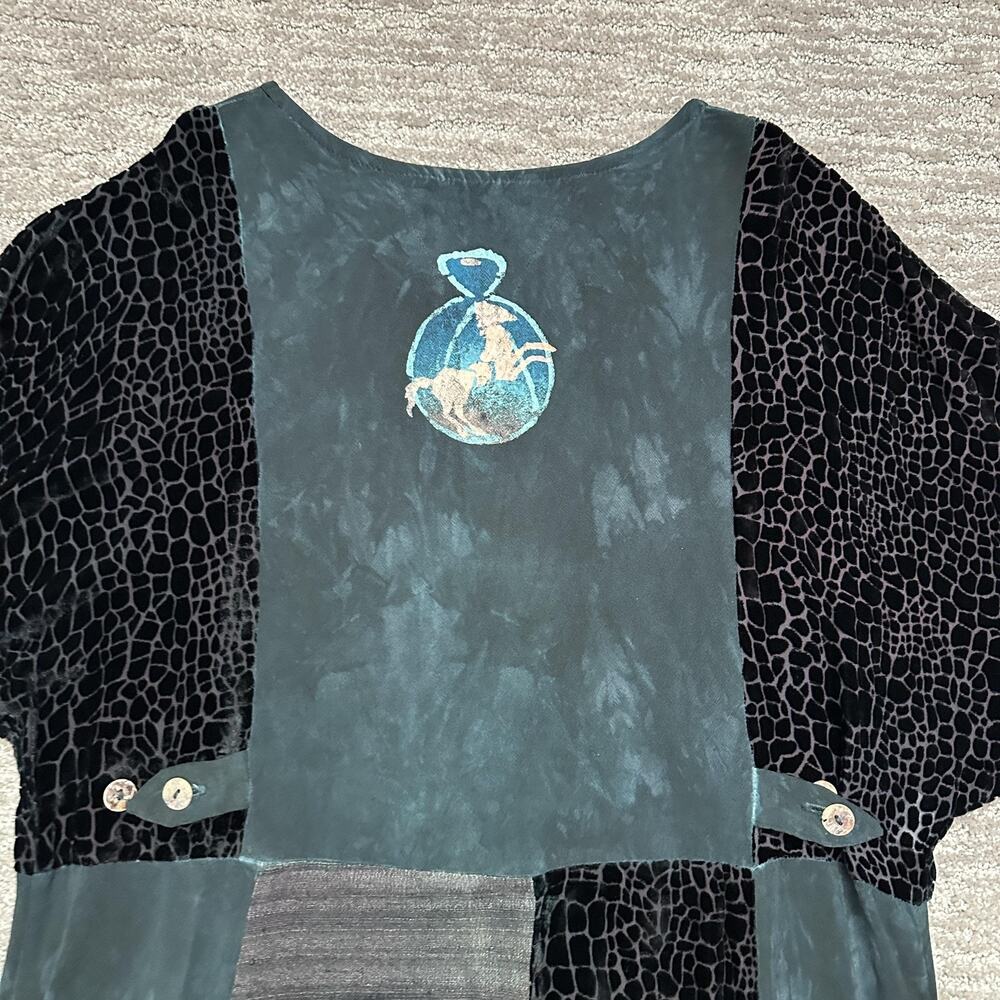 Steel Pony Dress Womens XL Patchwork Velvet Maxi Boho Horse Southwestern Art - Picture 7 of 11